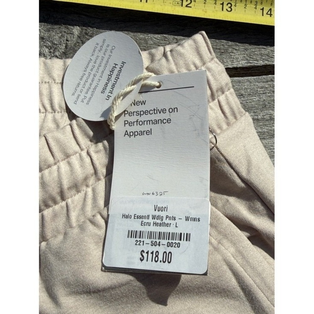 VUORI Halo Essential Wide Leg Pant Ecru Heather Size Large NWT 🤍✨ - Picture 5 of 5